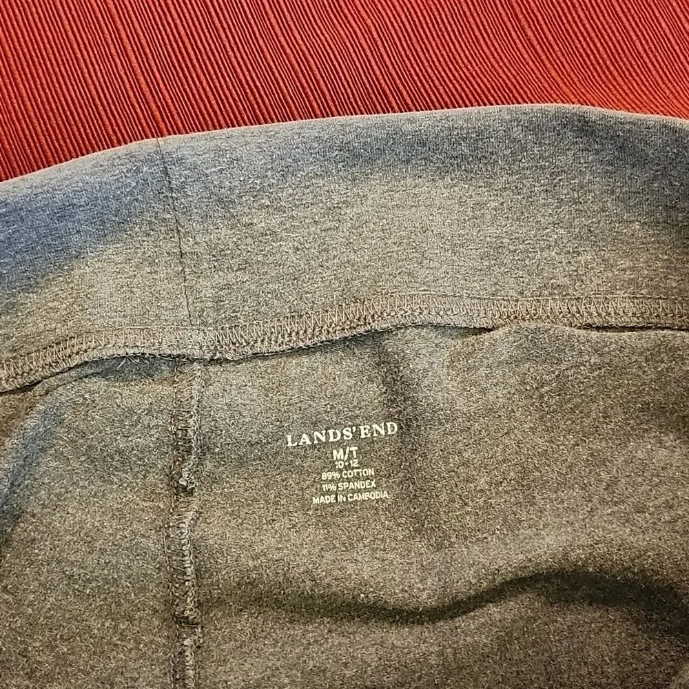 Land's End Women's Athletic Gray Capris, Size Medium (10-12) Tall, Elastic Waist